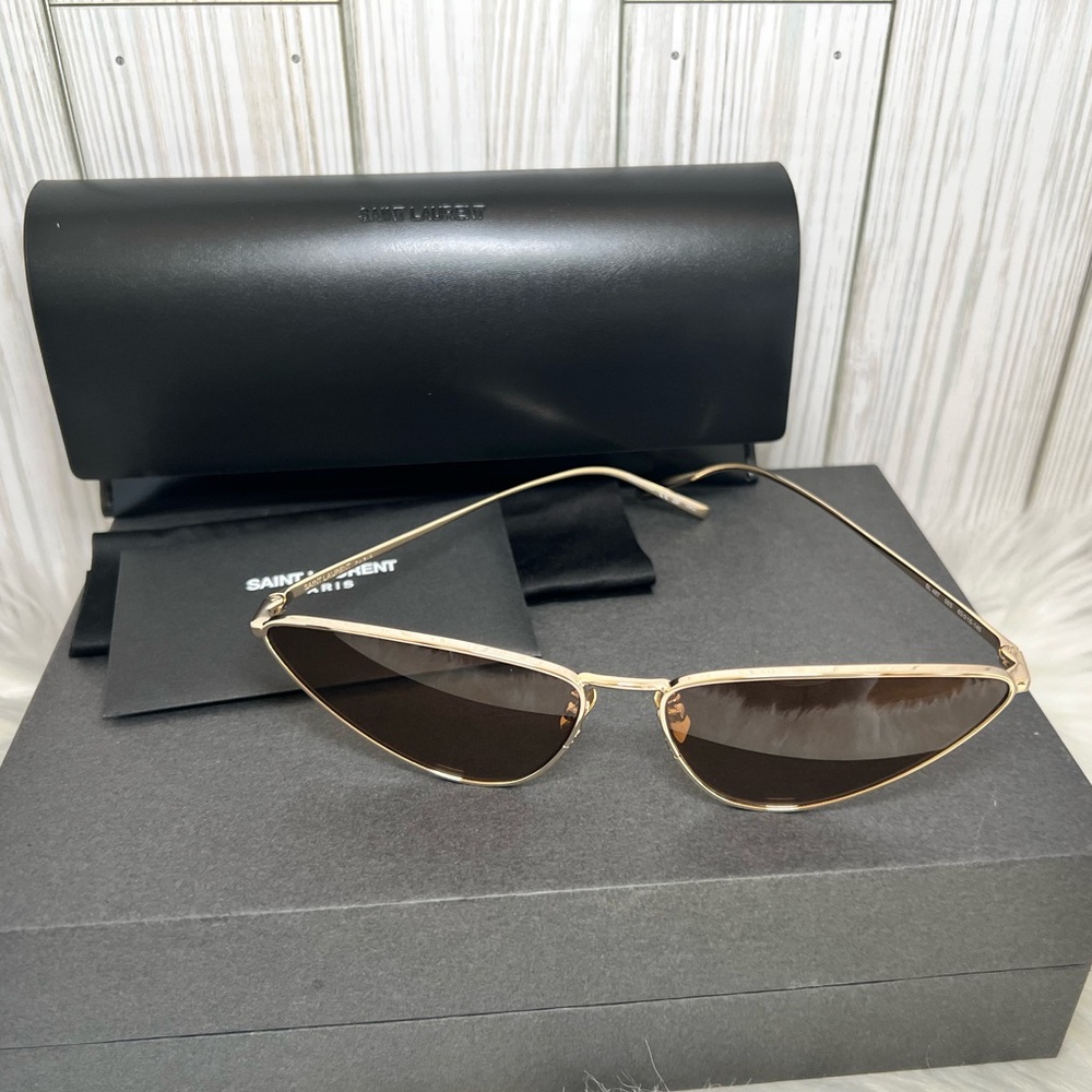 Saint Laurent Gold on Gold Geometric Sunglasses. NWT. - Picture 5 of 6